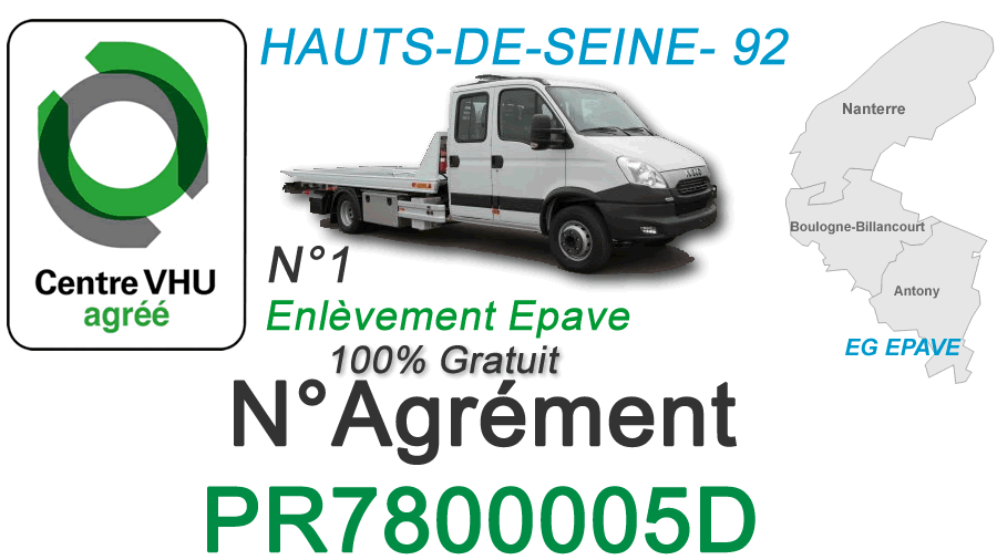 enlevement epave gratuit 92 Hauts-de-Seine